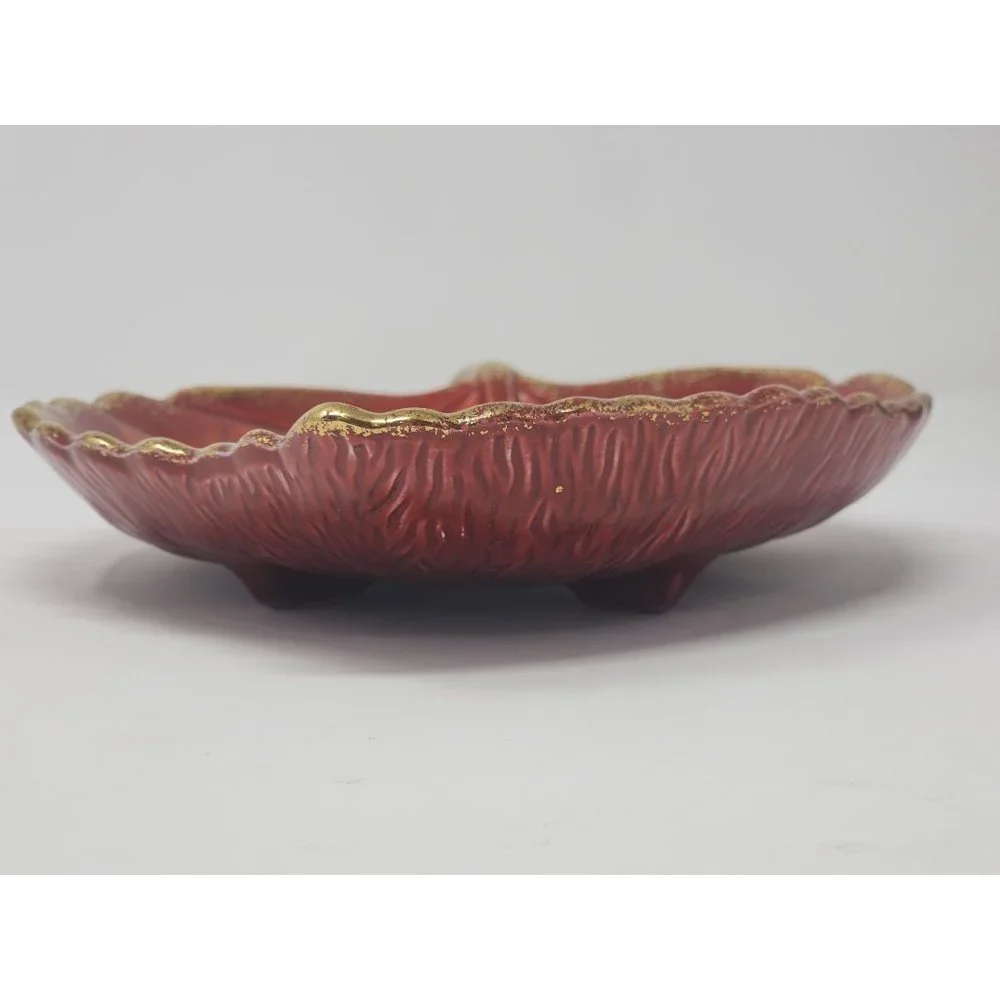 Ceramic‎ Dish Orange Leaf Shaped With Gold Trim Fall Colors - Picture 3 of 9